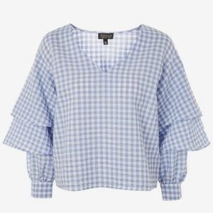 Topshop Blue Gingham Women's Top size 8